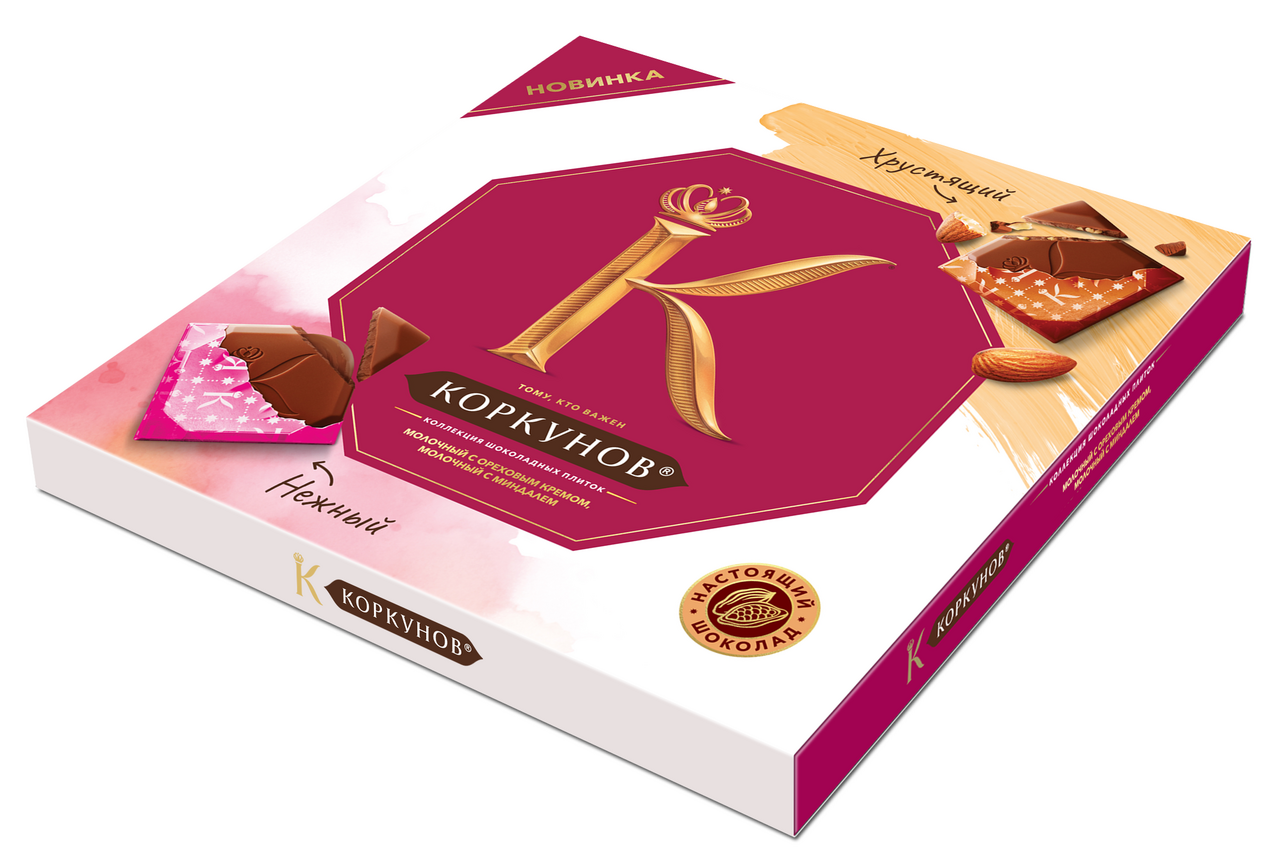 Шоколад Коркунов молочный миндаль с ореховым кремом, 131г