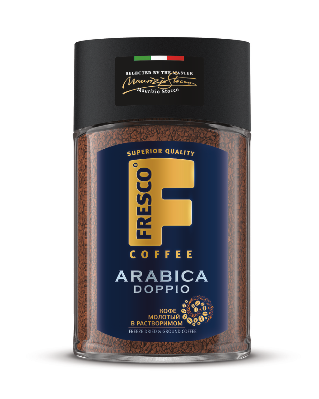 Кофе Fresco Arabica Doppio молотый в растворимом, 100г купить с доставкой  на дом, цены в интернет-магазине