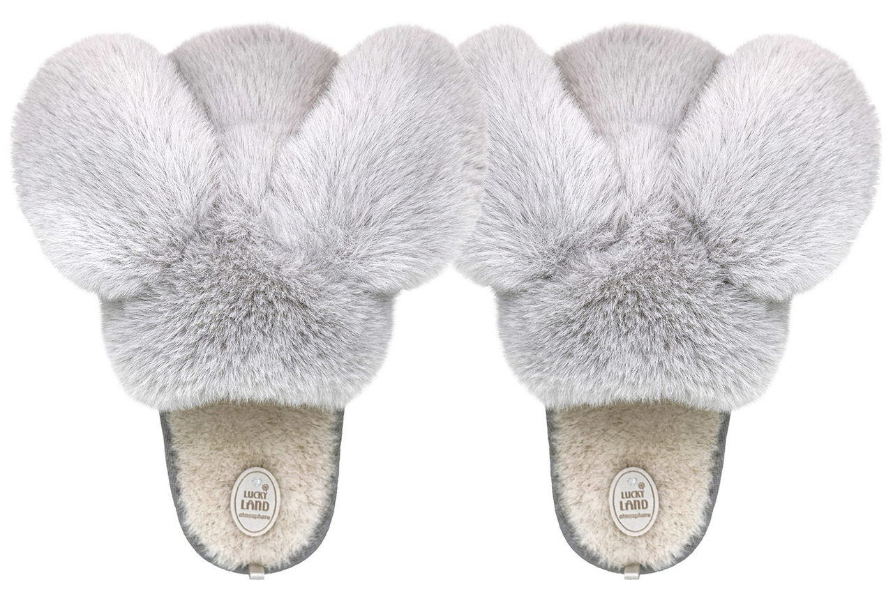 Тапочки женские Lucky Land Зайчик с ушками закрытые серые