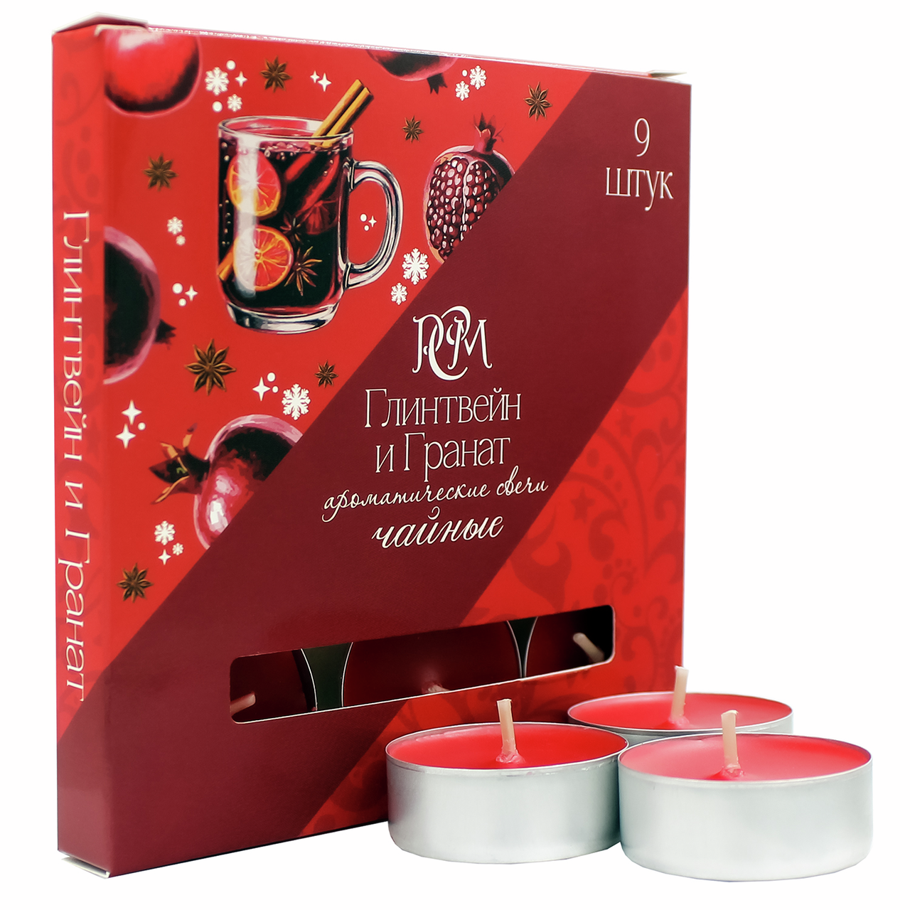 Изображение товара Свечи чайные РСМ глинтвейн и гранат, 9шт