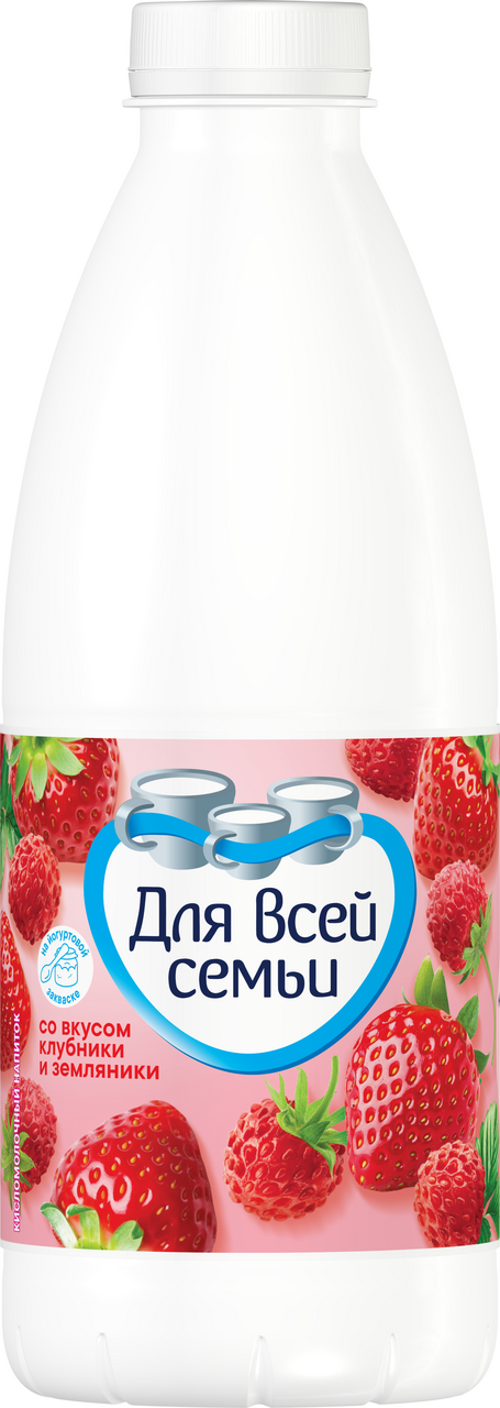 Напиток кисломолочный Для всей семьи клубника и земляника 1%, 930г