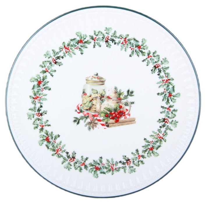 Тарелка десертная Коралл Новогодний венок, 21см