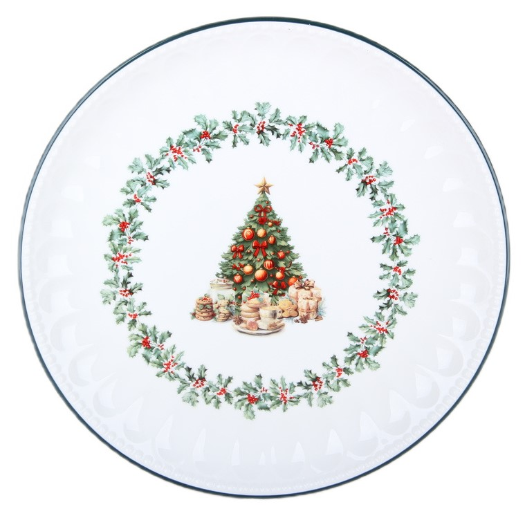 Тарелка обеденная Коралл Новогодний венок, 26см