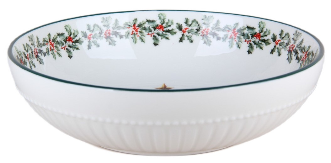 Тарелка суповая Коралл Новогодний венок, 18см
