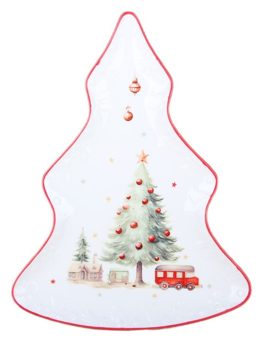 Блюдо Коралл Новогоднее настроение Елка, 21см