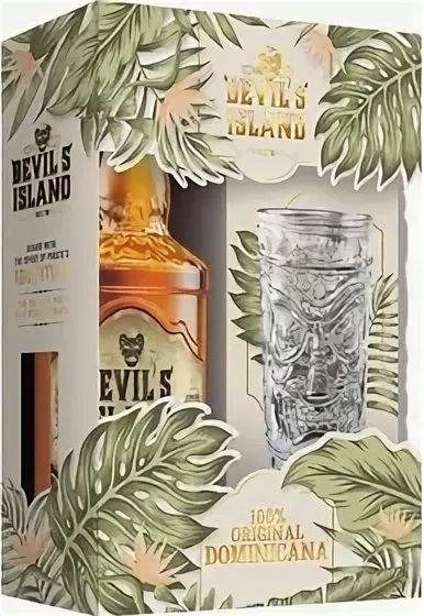 Изображение товара Ром Devil's Island Gold Anejo в подарочной упаковке с тики-стаканом 0.7л