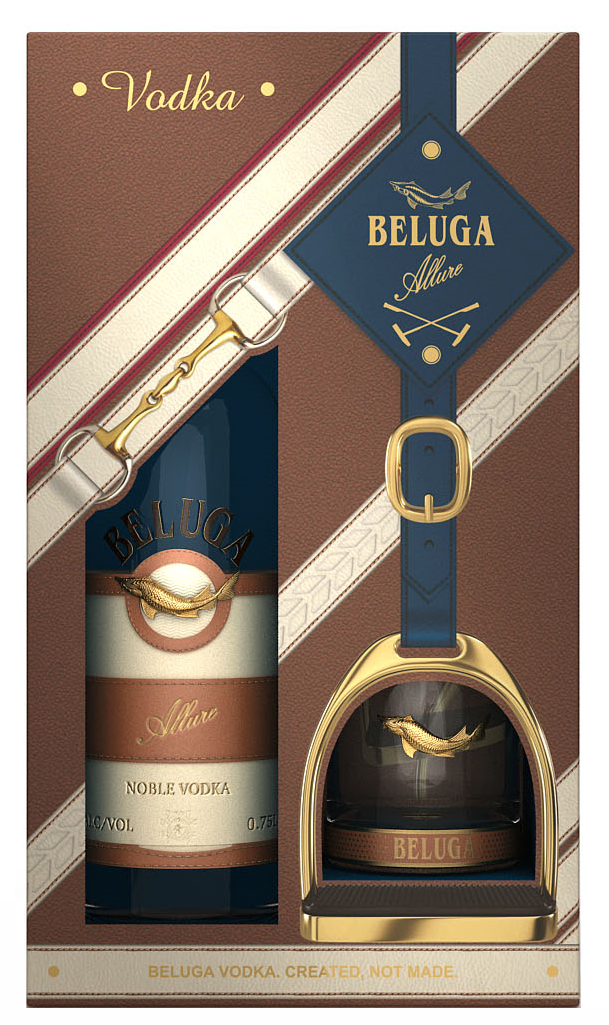 Изображение товара Водка Beluga Allure 0.75л в подарочной упаковке со стаканом Рокс элитная