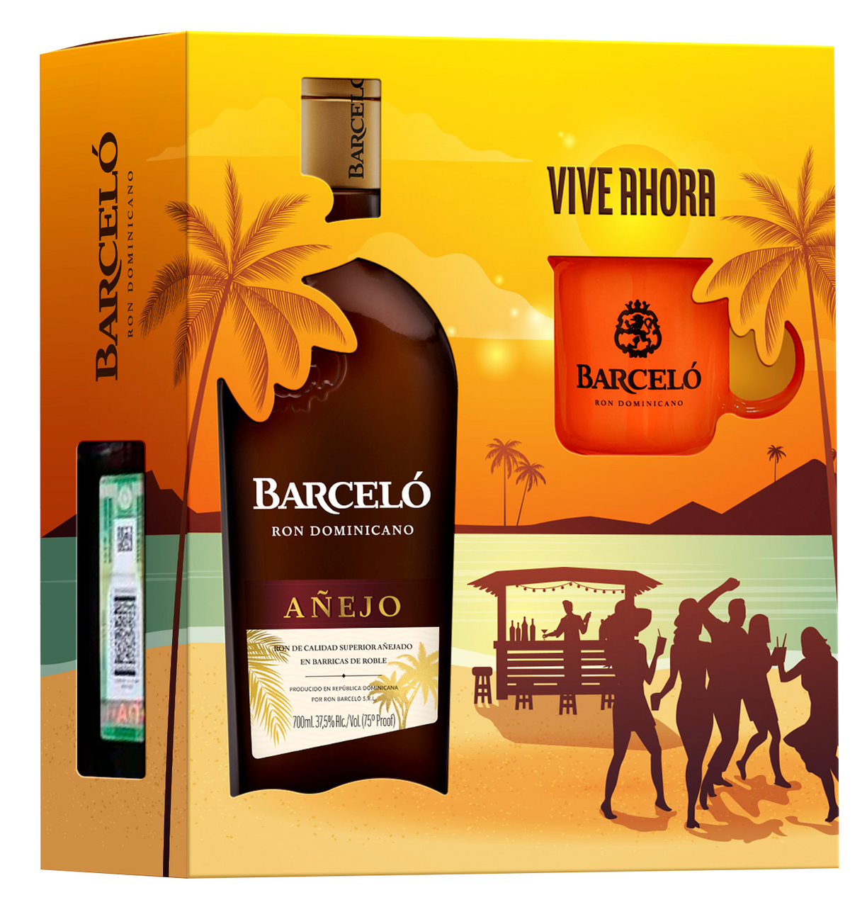 Изображение товара Ром Barcelo Anejo в подарочной упаковке с керамической кружкой 0.7л