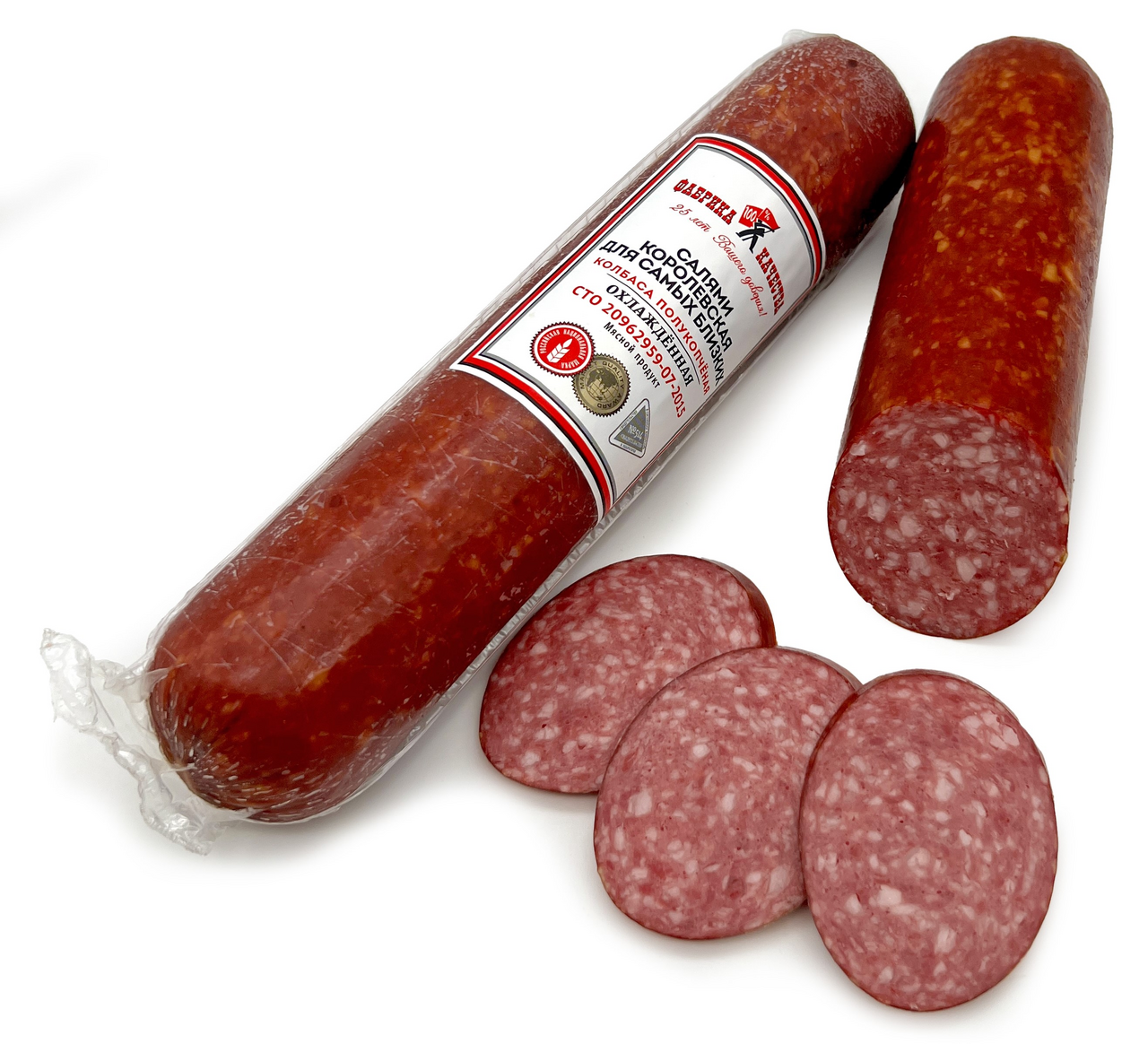 Колбаса Фабрика качества Салями королевская для самых близких полукопченая, 400г