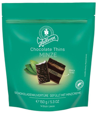 Мини-шоколад Halloren Thins мята, 150г