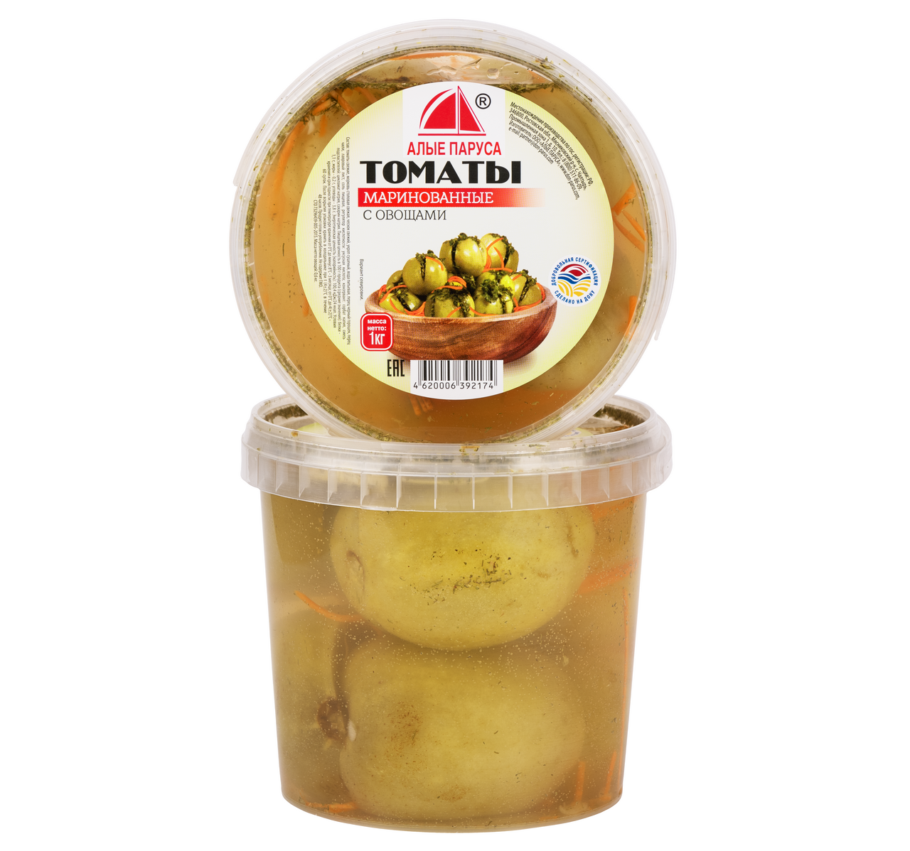 Томаты зеленые Алые паруса маринованные с овощами, 1кг