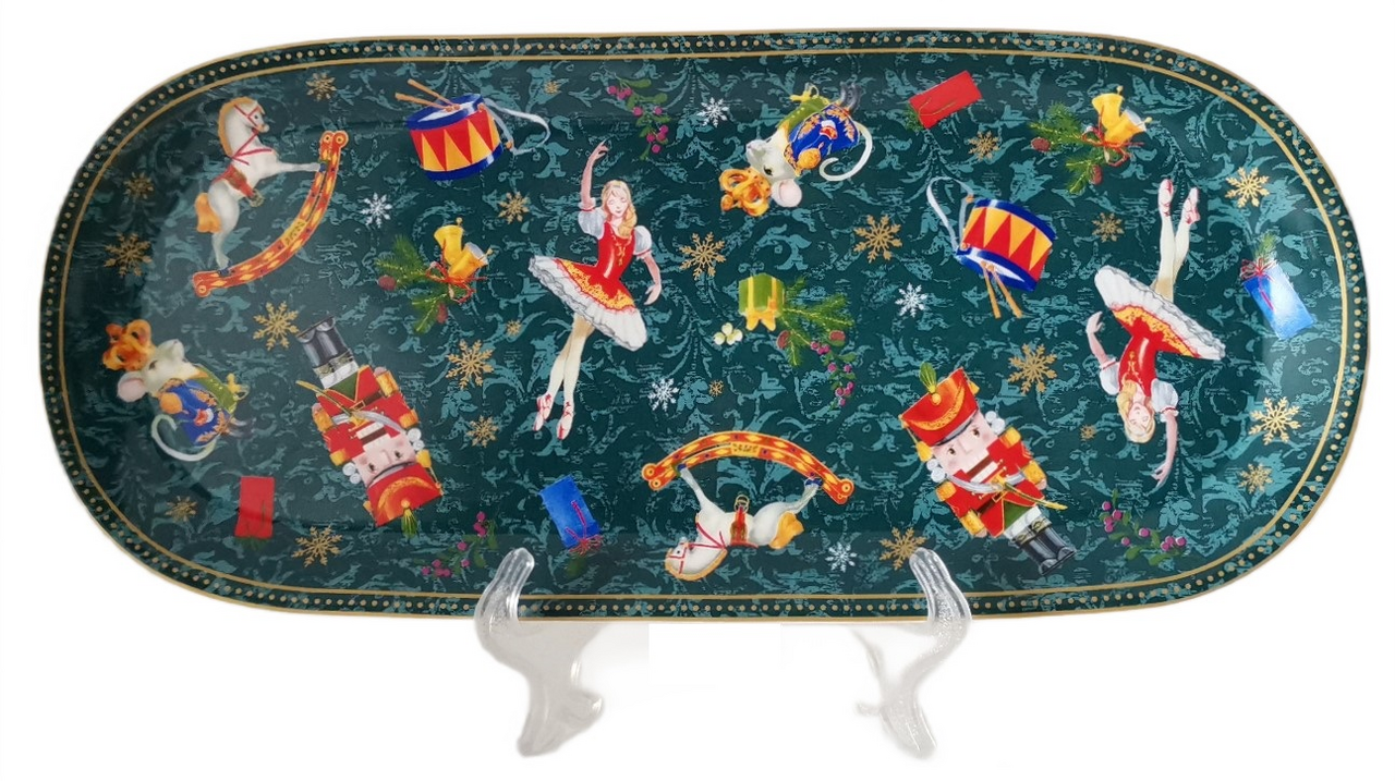 Изображение товара Блюдо Korall Щелкунчик зеленое 33 x 15 см из фарфора