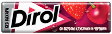 Жевательная резинка Dirol Клубника-Черешня без сахара со вкусом клубники и черешни, 14г