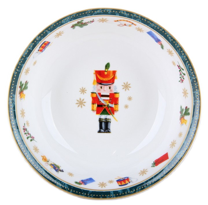 Изображение товара Салатник Korall Щелкунчик зеленый 18 см фарфор праздничный дизайн