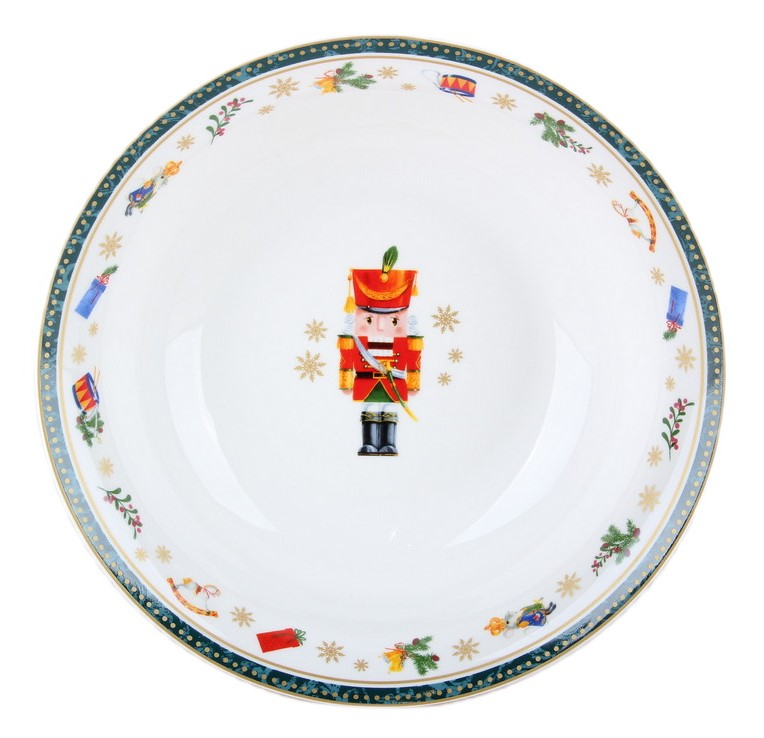 Изображение товара Салатник Korall Щелкунчик зеленый 23см фарфор глазурованное покрытие