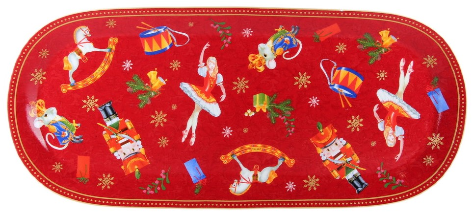 Изображение товара Блюдо Korall Щелкунчик красное, 33 x 15см