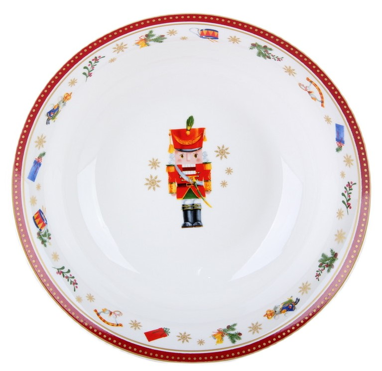 Изображение товара Салатник Korall Щелкунчик красный 23 см из фарфора для салатов и десертов