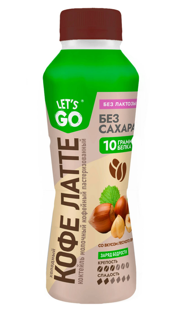 Коктейль молочно-кофейный Let's go Латте безлактозный ореховый 2.2%, 330мл