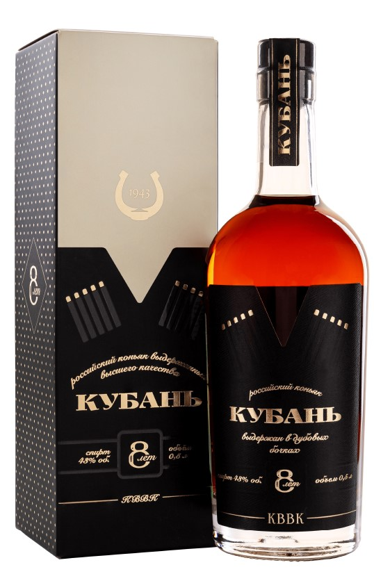 Изображение товара Коньяк Кубань 8 лет в подарочной упаковке 0.5л выдержанный коньяк высокого качества
