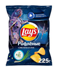 Чипсы Lay's рифленые Сметана и лук, 225г