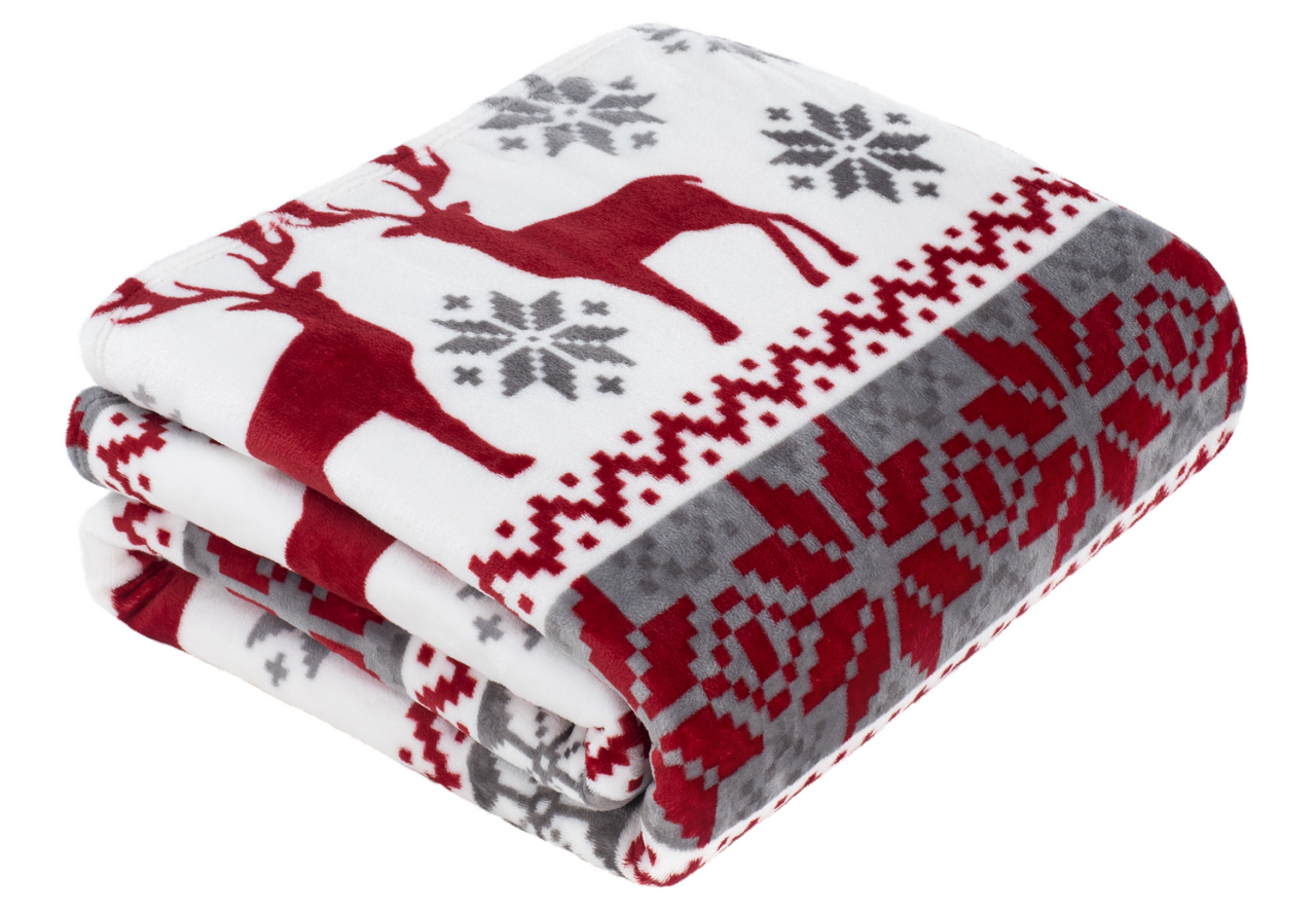 Плед Guten Morgen Новогодний узор велсофт, 150 x 200см