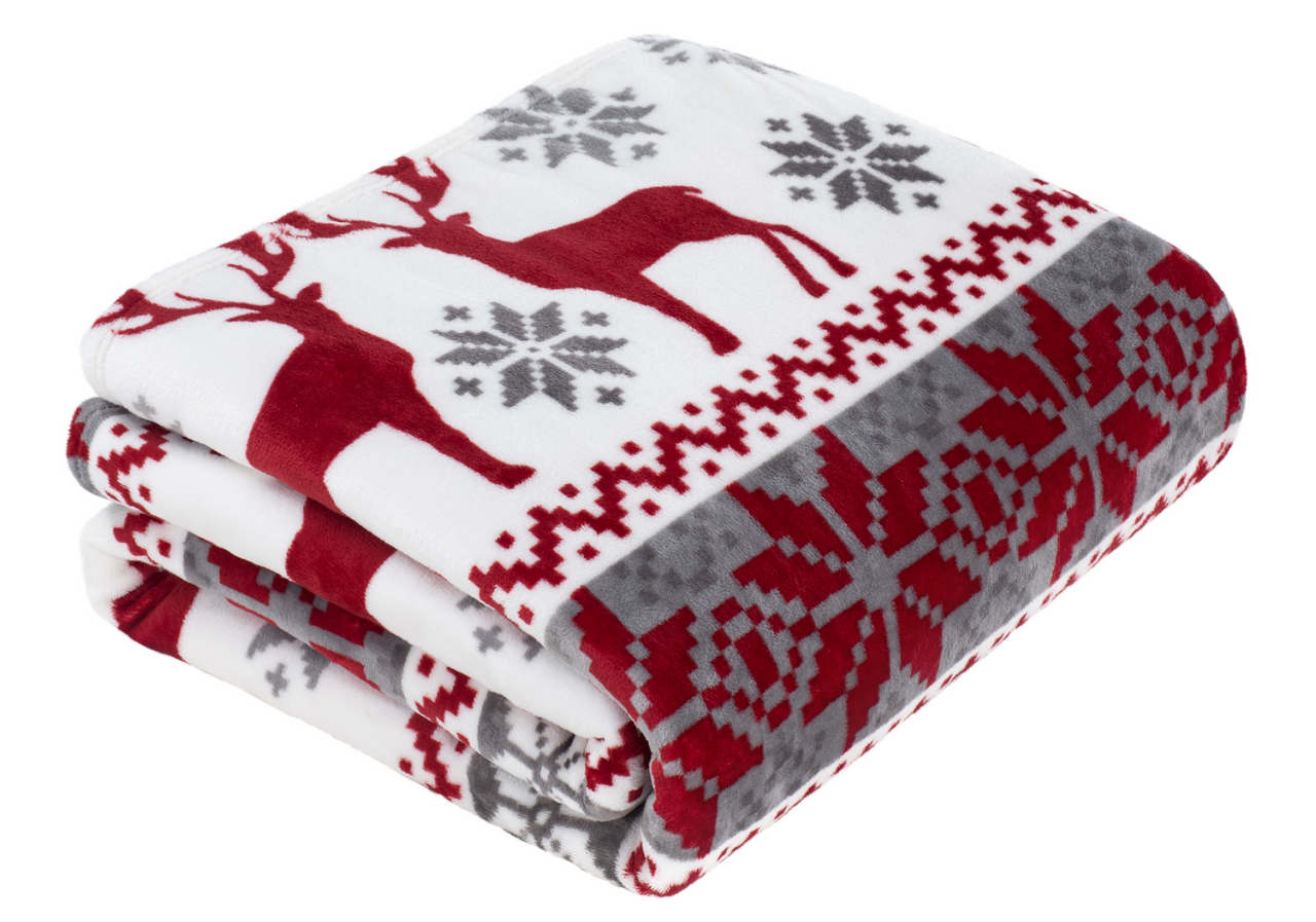 Плед Guten Morgen Новогодний узор велсофт, 200 x 200см