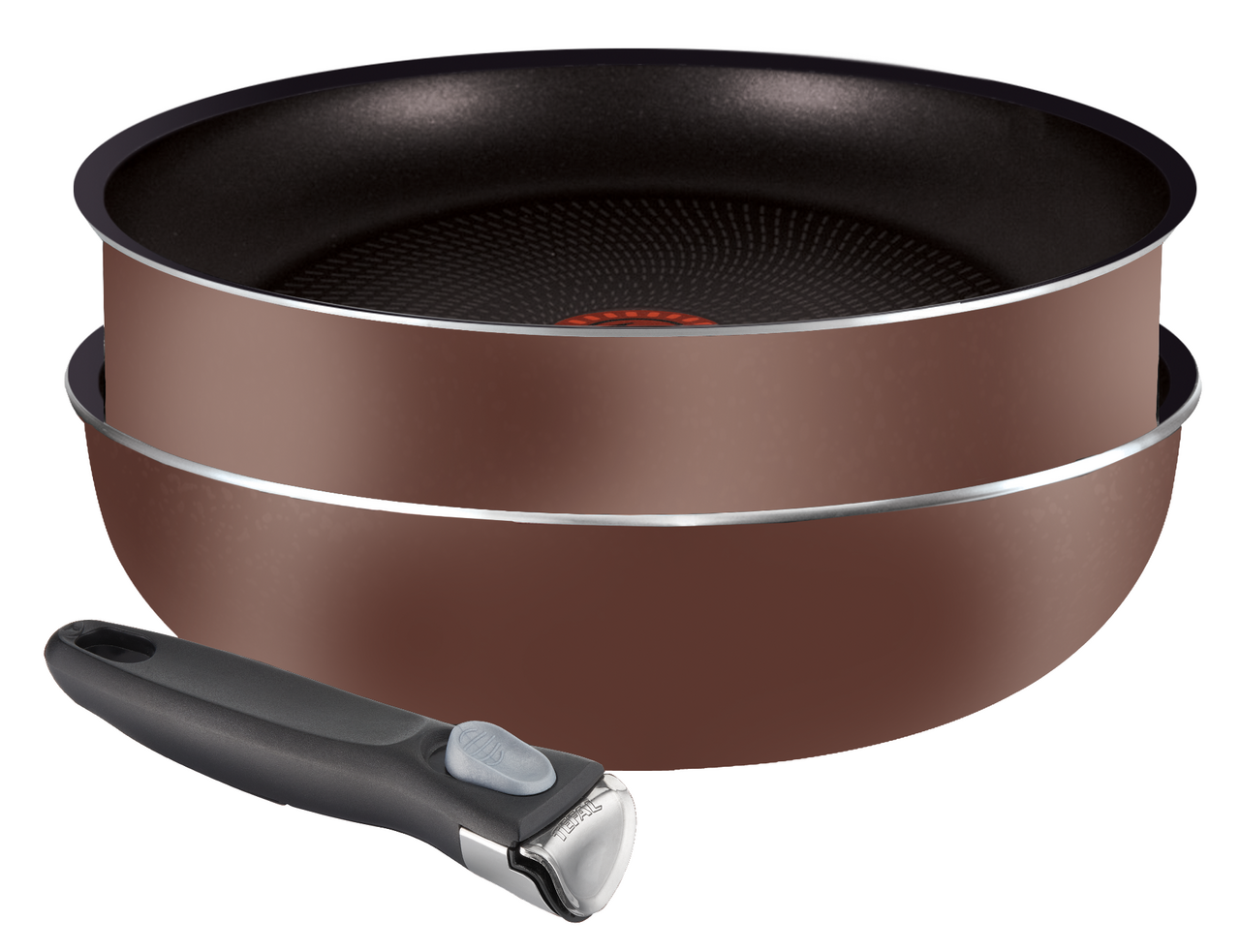 Изображение товара Набор посуды Tefal Ingenio Brown Вок 26см с сотейником 26см и ручкой