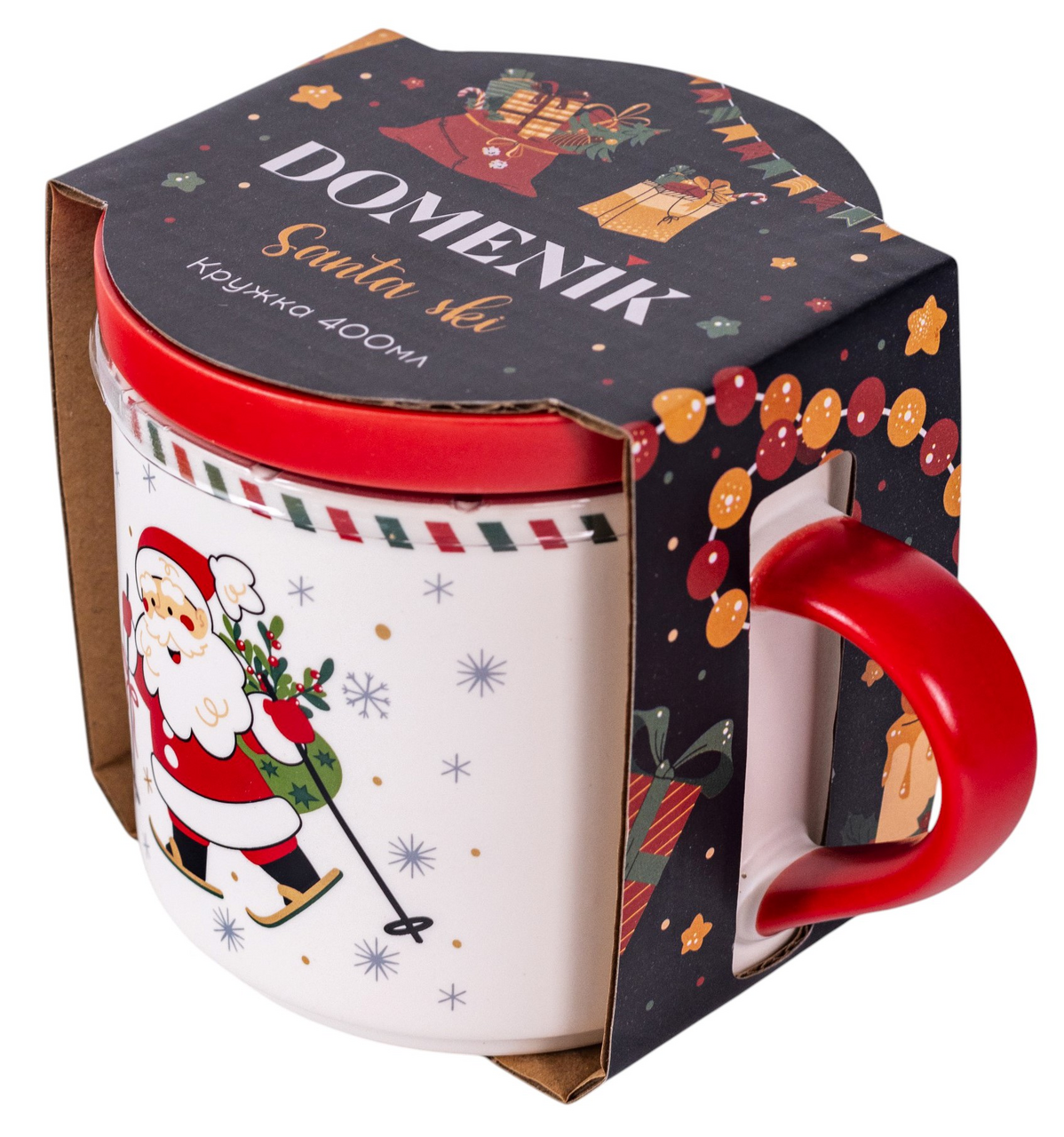 Изображение товара Кружка Domenik Santa Ski 400мл с крышкой в подарочной упаковке