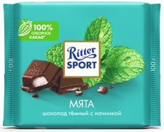 Шоколад Ritter Sport темный с мятой, 100г