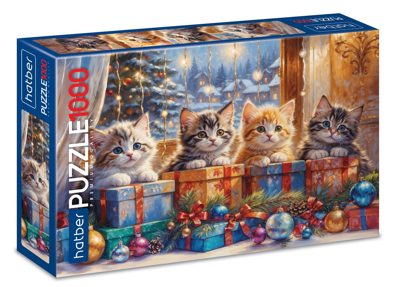 Пазлы Hatber Котята с подарками 1000 элементов А2ф, 480 x 680мм