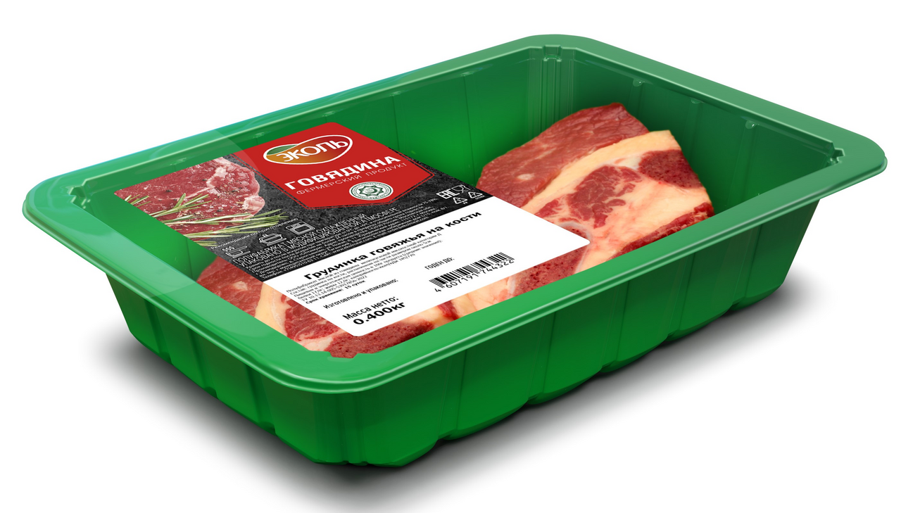 Изображение товара Говяжья грудинка Эколь на кости охлажденная 400г - мясо для супов и тушеных блюд