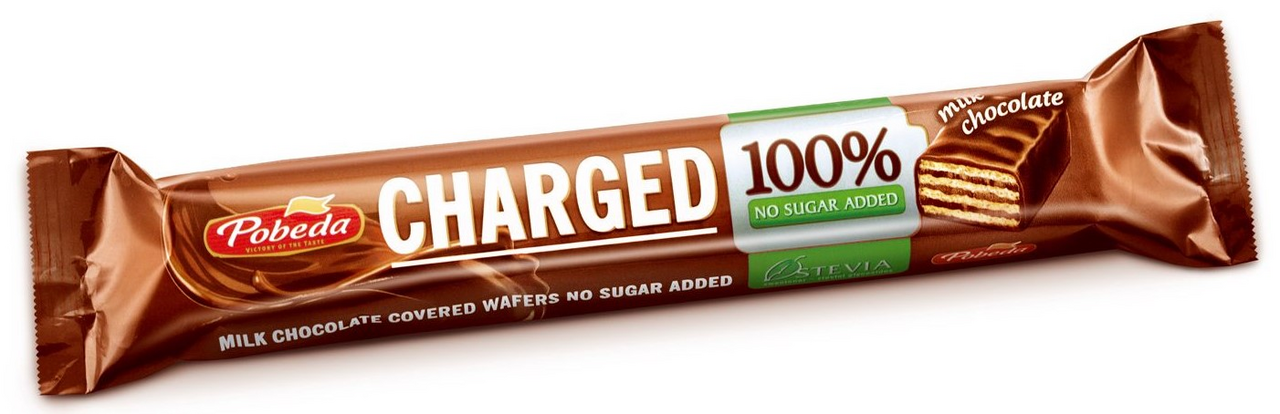 Батончик шоколадный Победа вкуса Charged молочный шоколад без сахара, 45г