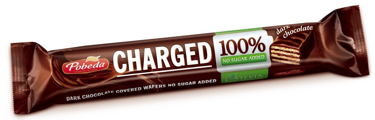 Батончик шоколадный Победа вкуса Charged горький шоколад без сахара, 45г