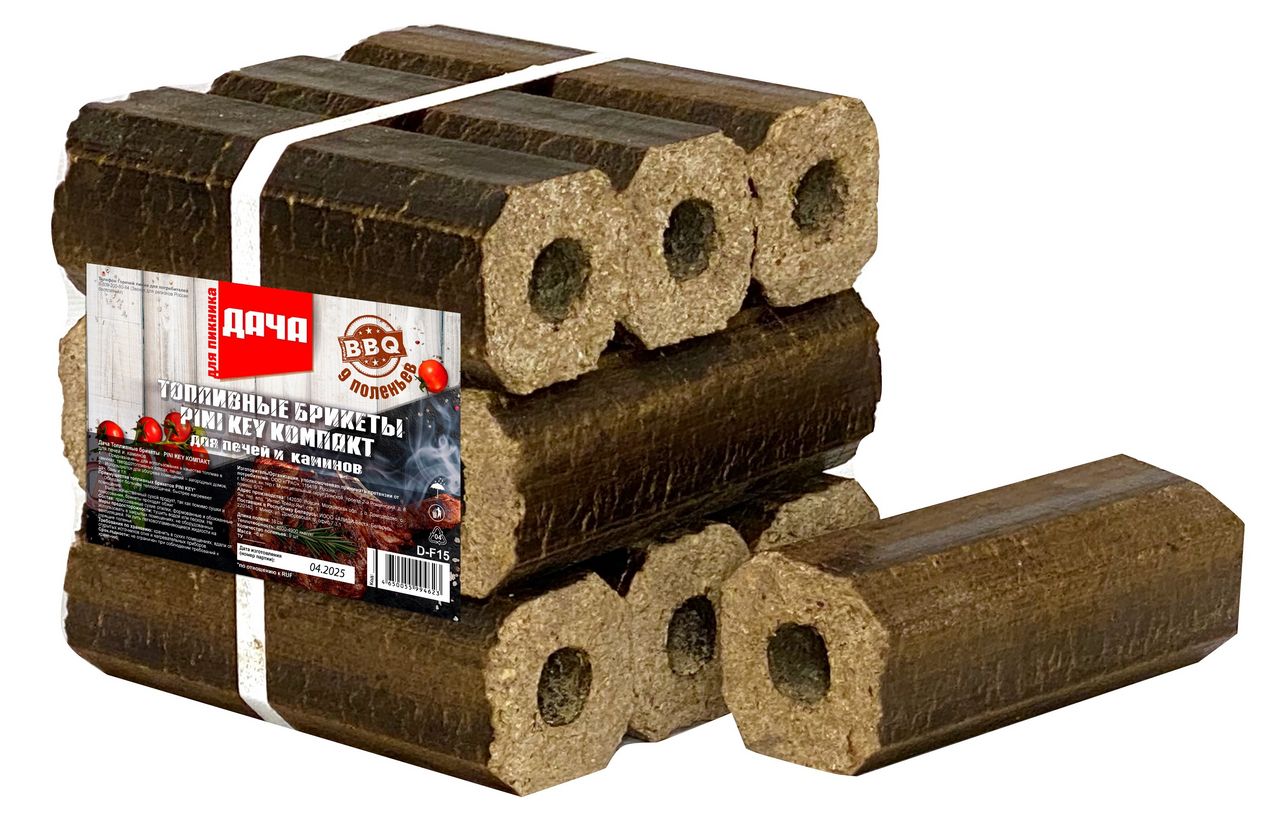 Брикеты топливные Дача Pini Key 9шт 18см, 6кг
