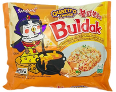 Лапша быстрого приготовления Buldak Рамен Кватро чиз куриная и 4 сыра острая, 145г