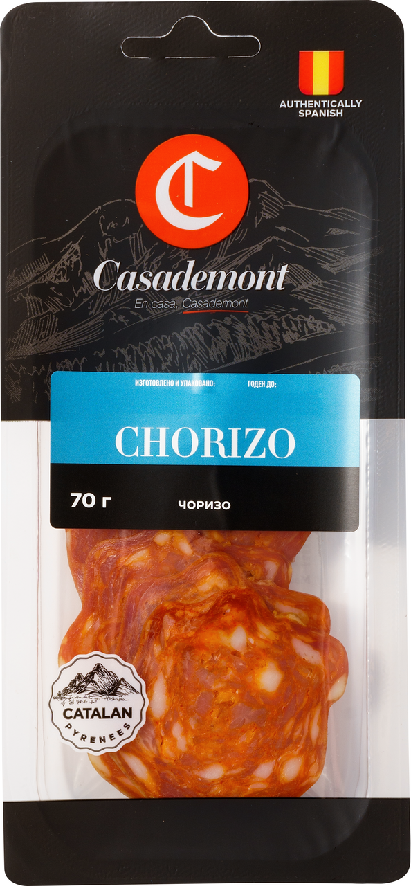 Колбаса Casademont Чоризо сырокопченая нарезка, 70г