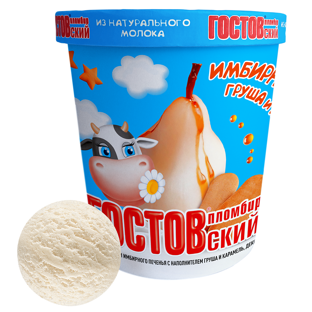 Мороженое пломбир ГОСТОВский печенье с грушей и карамелью, 350г