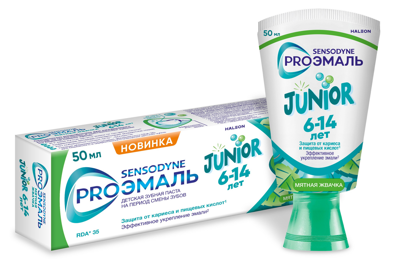 Изображение товара Детская зубная паста Sensodyne Junior Pro Эмаль Мят Жвач 6-14 лет
