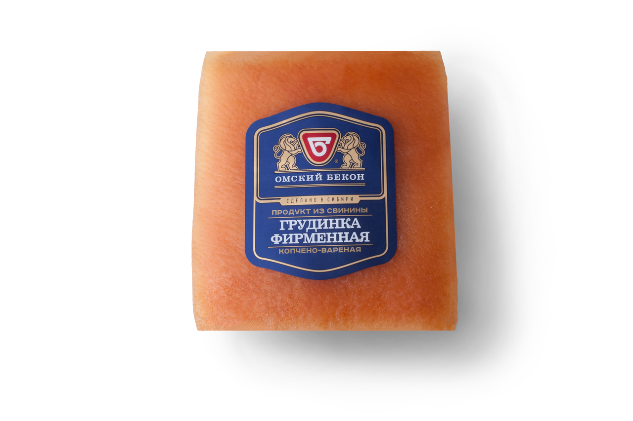 Грудинка Омский бекон Фирменная бескостная копчено-вареная, ~500г