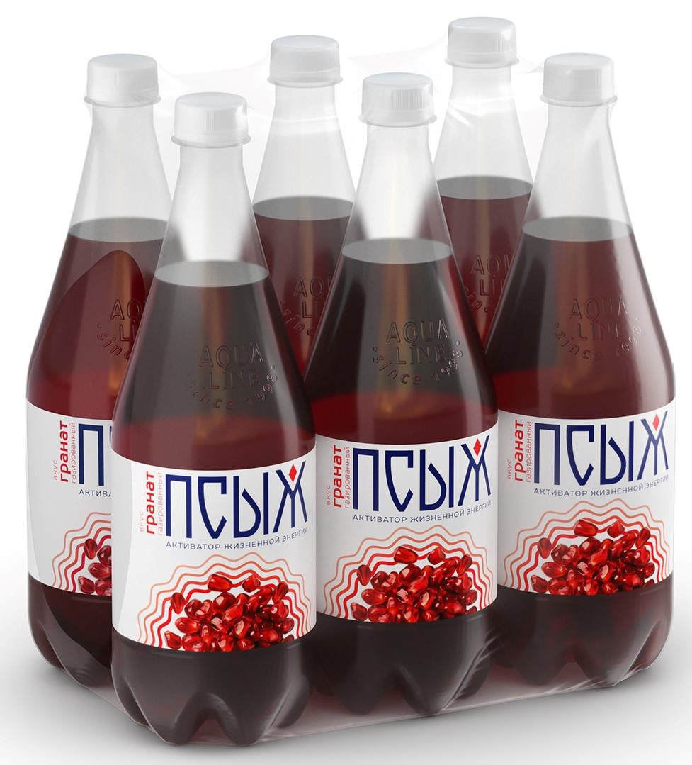 Вода Псыж с соком граната минеральная газированная, 1л x 6 шт