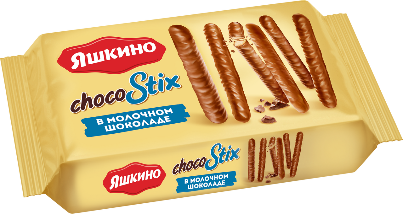 Печенье Яшкино Chocostix в молочном шоколаде, 130г