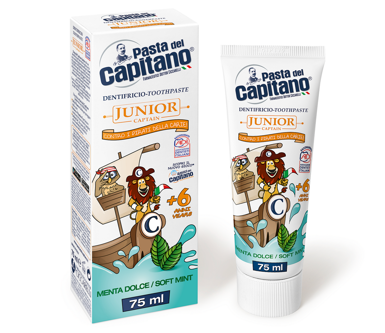 Изображение товара Детская зубная паста PASTA DEL CAPITANO Мягкая Мята 75 мл для детей 6+ лет