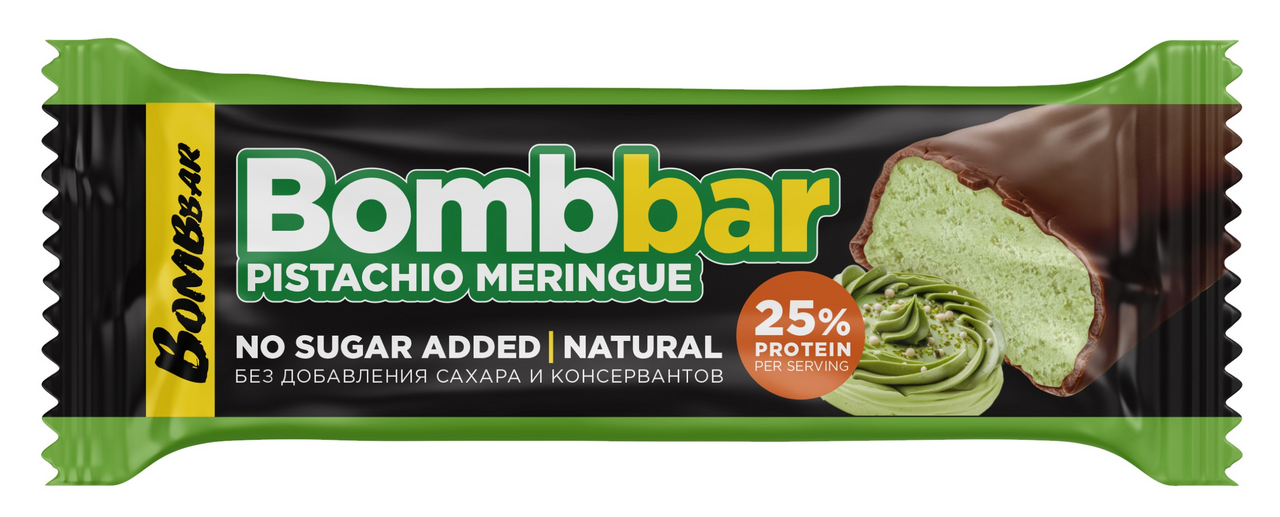 Изображение товара 40Г БАТОНЧИК BOMBBAR ФИСТАШКОВАЯ МЕРЕНГА - Вкусный и Полезный Перекус
