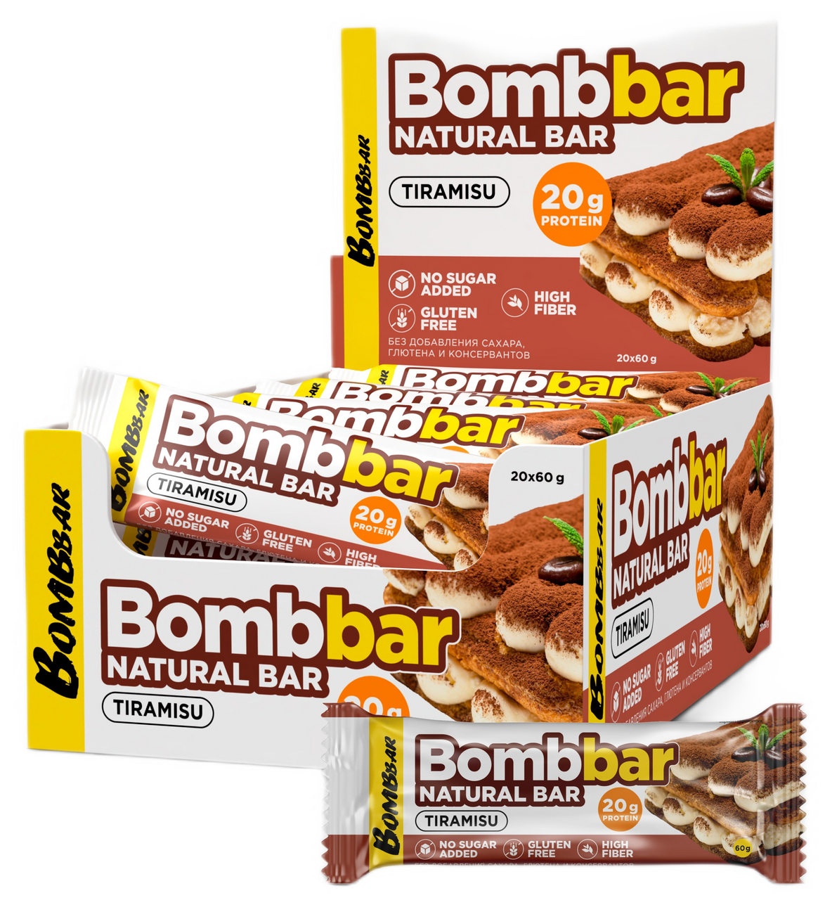 Изображение товара Батончик Bombbar тирамису, 60г x 20 шт