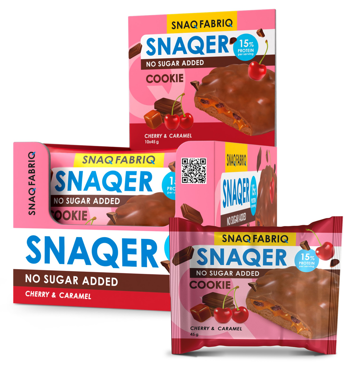 Изображение товара Печенье Snaq Fabriq глазированное шоколад с вишней и карамелью, 45г x 10 шт