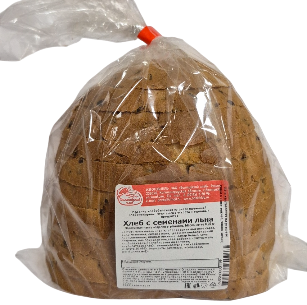 Хлеб Балтийский хлеб с семенами льна нарезка, 250г