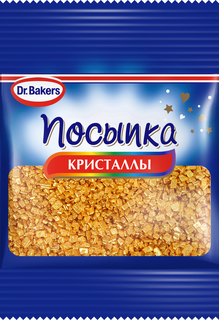 Посыпка сахарная Dr.Bakers Кристаллы золото, 10г