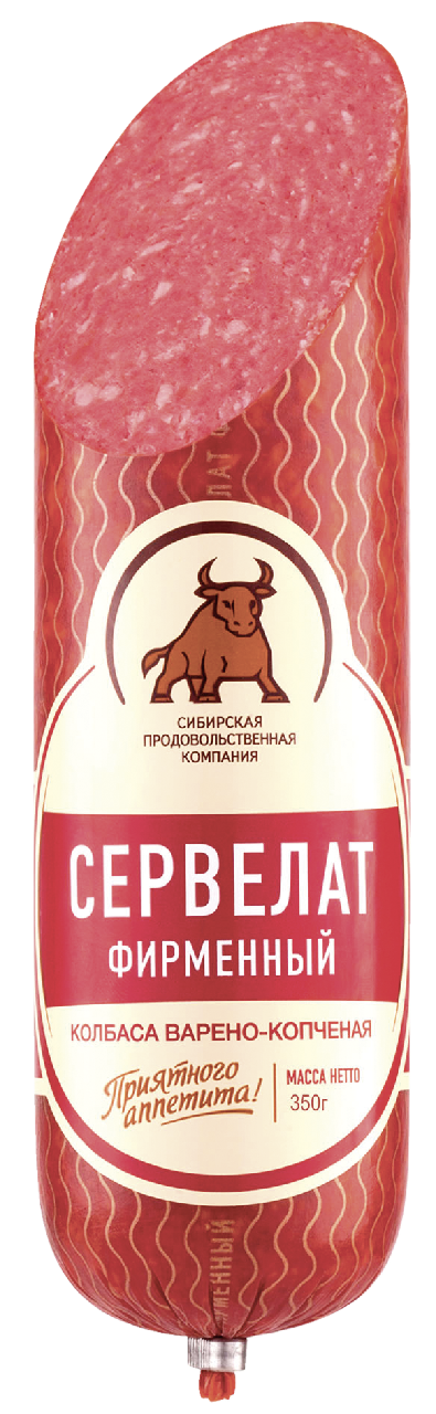 Колбаса СПК Сервелат Фирменный варено-копченая, 350г