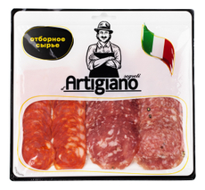 Ассорти колбас Segreti D'Artigiano Чоризо, каччиаторе и соппрессато нарезка, 120г