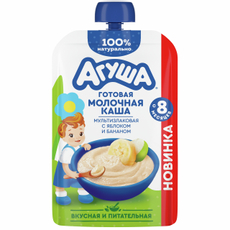 Каша молочная детская Агуша мультизлаковая яблоко и банан 8 месяцев+ 1.5%, 100г